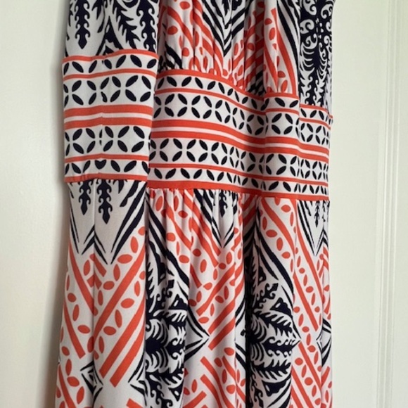 *LIKE NEW* London Times Blue Orange Maxi Dress - Size 8 - Picture 2 of 4